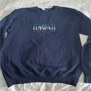 Jerzees Navy Crewneck Sweatshirt with Waikiki Graphic